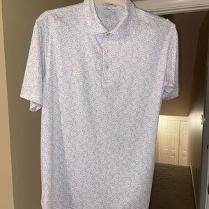 Peter Millar White and Light Blue Polo Shirt